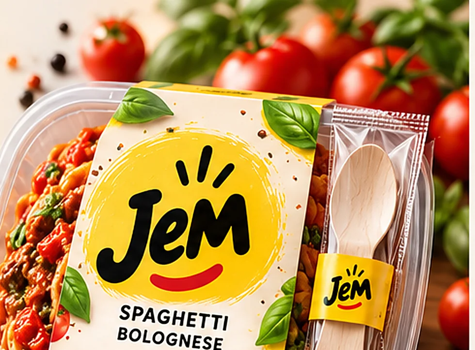 Danie Jem — spaghetti bolognese w opakowaniu z drewnianą łyżką